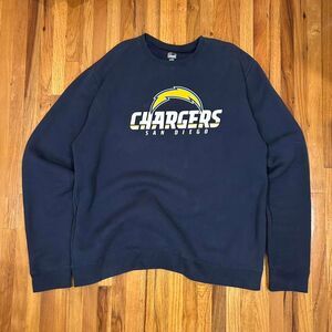 Majestic San Diego Chargers Men's Sports Navy Sweatshirt Crewneck Size Large